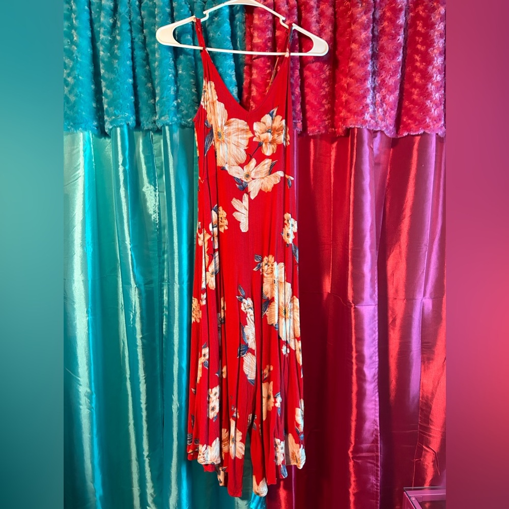 forever 21 red floral jumpsuit